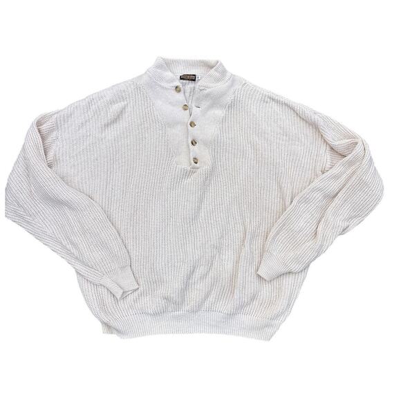 Vintage Guide Gear Knit Henley Sweater Made in USA Fisherman Style - Picture 1 of 4